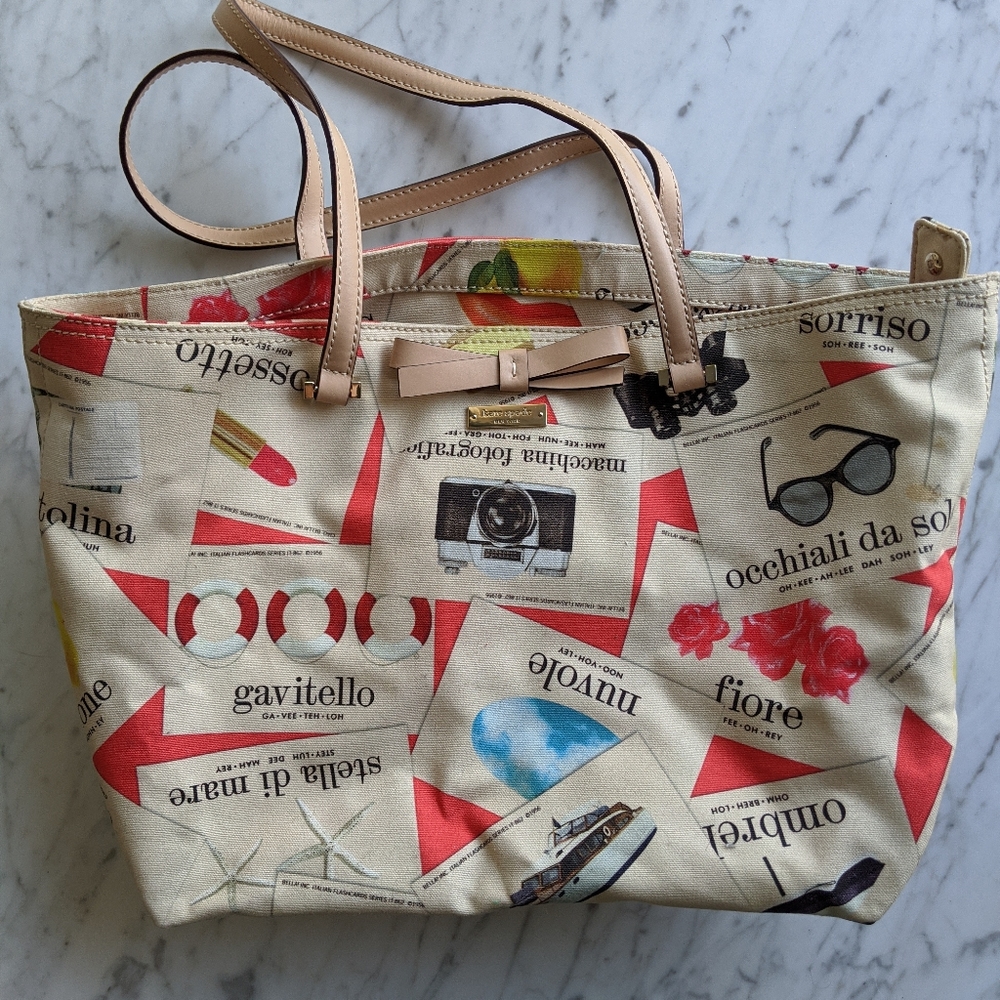 Kate Spade Italian Flashcard Tote Bag